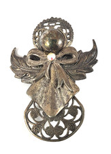 Vintage Mixed Metals Angel Brooch Pin with Filigree Skirt and Fluted Wings — listing 3