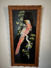 Hand-Carved Wooden Feather Wall Art Sculpture with Cedar Bark Wrapped Stem, Beaded Fringe, Signed, Native American / Northwest Coast Style — listing 5