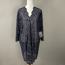 Catherines Women's Cream Floral Lace Tunic Top with Fringe Hem, Size 0X, NWT — listing 2