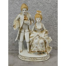 Vintage Porcelain Victorian Colonial Courting Couple Figurine with Gold Accents — listing 2
