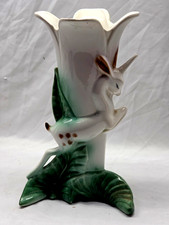 Mid-Century Ceramic Deer Head Figural Vase, Beige Cream & Brown, 8 inch — listing 6