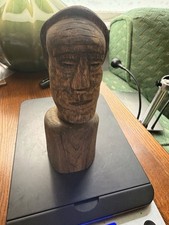 Hand-Carved Wooden Figural Businessman Toilet Paper / Tape Holder with Ticker Tape Novelty, listing 3