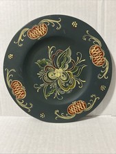 Vintage Scandinavian Folk Art Hand-Painted Rosemaling Round Plank-Top Table — listing 4