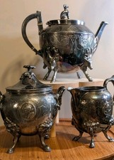 Antique Victorian Silver-Plated (EPBM) Oval Teapot with Bright-Cut Floral Engraving — listing 2