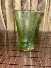 Anchor Hocking Princess Green Uranium Depression Glass 11.5" Grill Plate / Dinner Plate