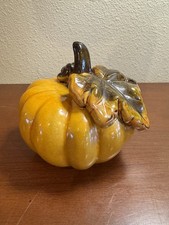 Ceramic Pumpkin Figurines with Embossed Leaf and Vine Design, Autumn Decor (Set of 2) — listing 6