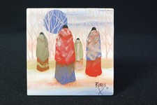 Set of Decorative Ceramic Art Tiles Featuring Native American Portraits by Rorex — listing 5