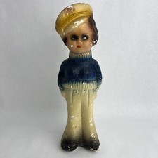 Pair of Vintage Chalkware Figural Table Lamp Bases - Old Fisherman/Peddler Man and Great Horned Owl — listing 6