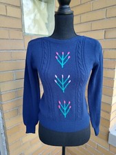 Vintage 1980s Suburban Petites Cream Beaded Bow Mock Neck Sweater, Women's Medium — listing 3