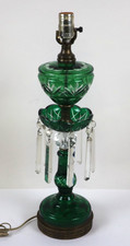Cut Lead Crystal Table Lamp with Pinwheel Star Pattern and Brass-Tone Fittings — listing 4