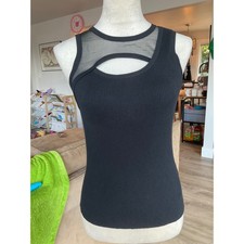 DKNY Black Sleeveless Ribbed Knit Top, Size L — listing 5