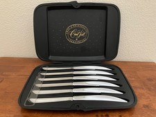 Vintage Stainless Steel Dinner Knives with Floral Fleur-de-Lis Handle Pattern, Set of 7 — listing 2
