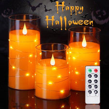 Halloween LED Flameless Candles 3-Piece Set with Spider Web Design — listing 3