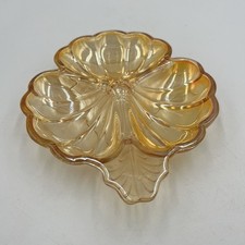 Amber Glass Leaf-Shaped Bowl with Raised Berry & Leaf Pattern — listing 5