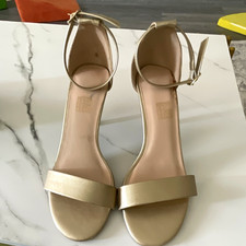 Metallic Gold Strappy High-Heel Slingback Sandals — listing 6