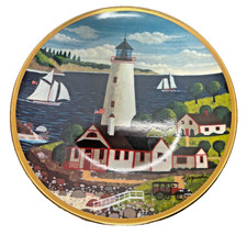 Set of 4 Decorative Lighthouse Collector Plates with Wrought Iron Anchor Wall Rack