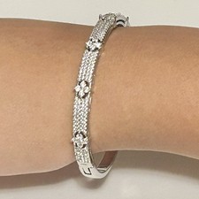 Sterling Silver 925 Pavé CZ Five-Petal Flower Bracelet — listing 5