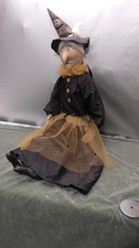 Handcrafted Folk Art Halloween Witch Figure on Crescent Moon with "Girls Night Out" Sign — listing 4