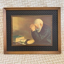 Vintage 'Grace' Print by Eric Enstrom - Old Man Praying Over Bread, Framed — listing 6