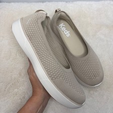 Women's Taupe Faux Suede Lace-Up Ballet-Style Sneaker Flats with White Stripe Accents — listing 4