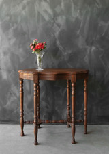 Vintage Victorian-Style Mahogany Hexagonal Console / Parlor Side Table with Lower Shelf