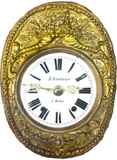 Antique French Comtoise 'Horloge de Parquet' Longcase Clock with Curved Fruitwood Case and Repoussé Rooster Pendulum — listing 6
