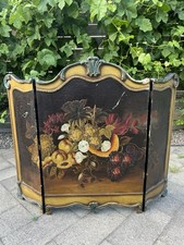 Antique Hand-Painted 4-Panel Folding Fireplace Screen with European Village Landscape — listing 4