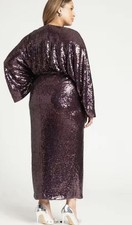 Eloquii Black Sequin Ruffle-Shoulder Midi Cocktail Dress, Size 14 — listing 5