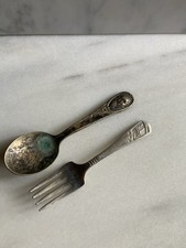 Baby Fork and Baby Spoon Set with Floral Handle Pattern and Monogram — listing 4