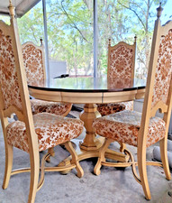 Set of 6 Italian Venetian Rococo Style Red Lacquered and Parcel-Gilt Side Chairs with Pierced Splat Backs and Cabriole Legs — listing 3