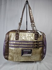 Guess Cream & Grey Croc-Embossed Small Barrel Satchel Bag, listing 4