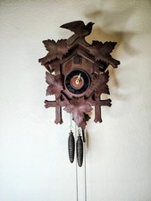 Black Forest Carved Wood Cuckoo Clock with Bird Finial and Maple Leaves — listing 5