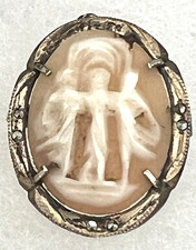 Vintage Three Graces Cameo Brooch in Gold-Tone Filigree Frame — listing 6
