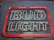 Vintage Bud Light Neon Beer Sign with Red Border — listing 6