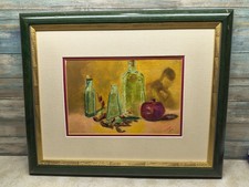 Vintage Still Life Oil Painting of Books, Sheet Music & Candle, Signed M. Martin — listing 5