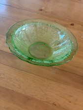 Green Depression Glass Covered Candy Dish / Powder Jar with Swag & Garland Pattern — listing 3