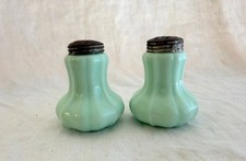 Antique Victorian Custard/Uranium Glass Figural Salt Shaker with Embossed Scroll Design — listing 5