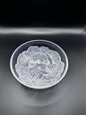 Pressed Crystal Flared Vase with Frosted Floral Motif and Scalloped Rim — listing 4