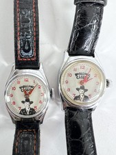Vintage 1950s Hopalong Cassidy Character Wristwatch with Tooled Leather Cowboy Strap — listing 2