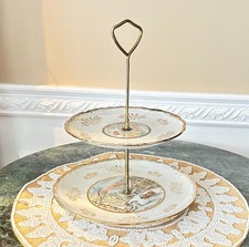 Currier & Ives Blue Transferware Two-Tier Serving Tidbit Tray — listing 6