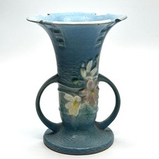 Roseville Pottery Cosmos Flower Frog #39 in Blue — listing 6