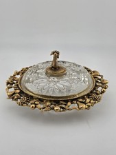 Cut Crystal Pedestal Covered Compote with Pinwheel and Fan Pattern, Tall Spire Finial — listing 5