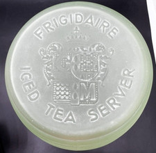 Frigidaire Green Satin Uranium Glass Iced Tea Server / Pitcher, 8 inches tall