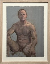 Original Expressionist Figural Nude Painting, Signed F. Leonard, Framed and Matted Under Glass — listing 6