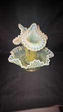 Vaseline Uranium Opalescent Hobnail Glass Cat Slipper Figurine Other maker's mark