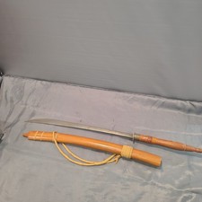Southeast Asian Dha Sword with Hand-Carved Wooden Scabbard and Handle — listing 3