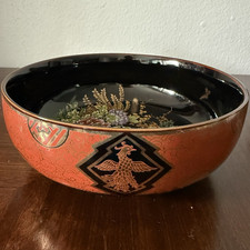 Vintage Japanese Lacquer-Style Porcelain Bud Vase with Pagoda Landscape — listing 5