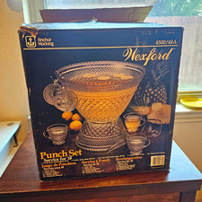 Wexford Diamond-Point Pressed Glass Punch Bowl Set with Cups — listing 6