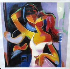 Original Acrylic Painting on Wood Panel - Embracing Couple Figurative Art — listing 5