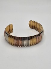 Tri-Color Gold-Tone Cuff Bracelet with Scroll Ends — listing 6